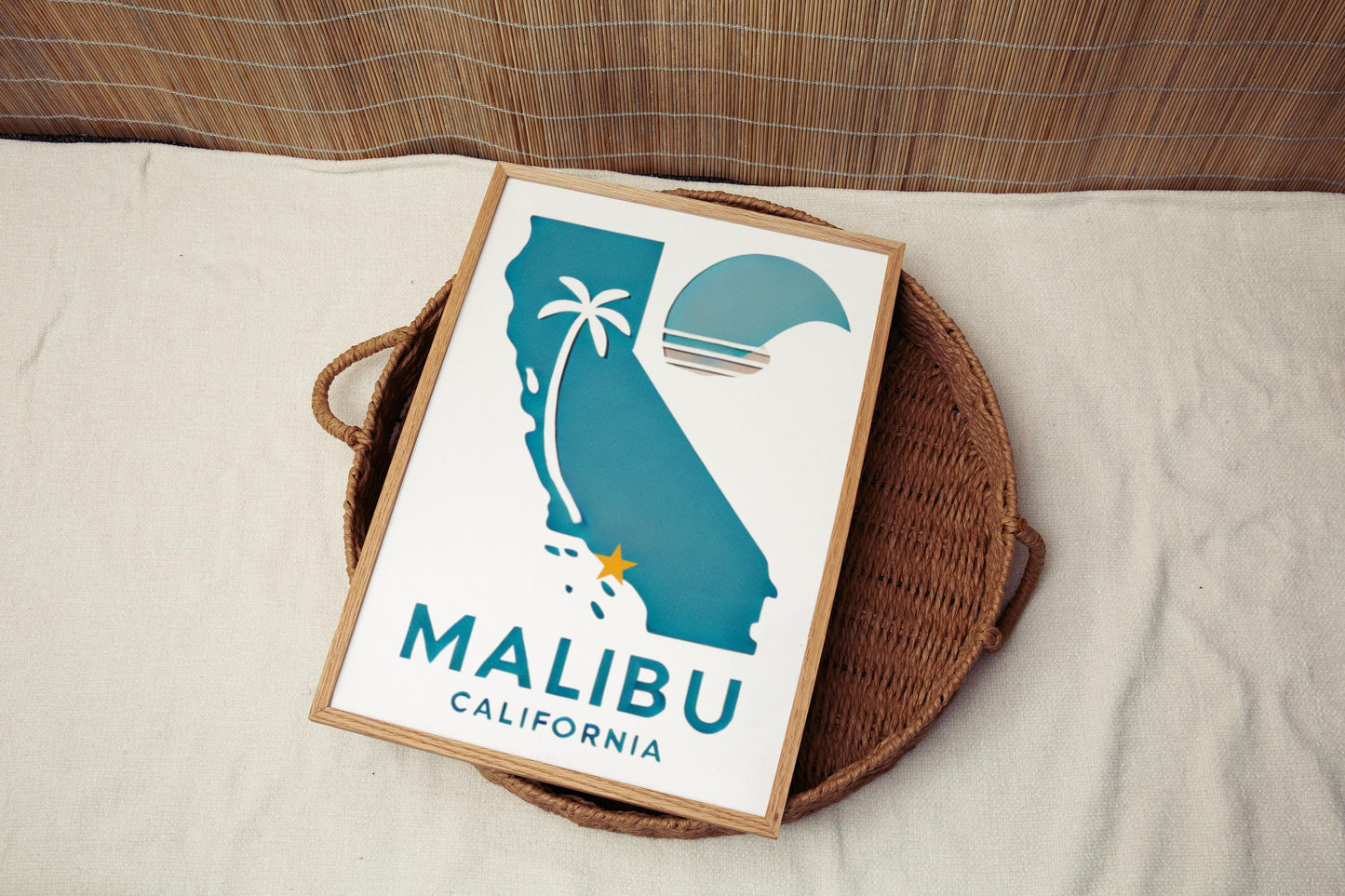 Malibu Wall Art Print - California Coastal Decor, Travel Poster, Housewarming & College Gift, Modern Beach Home Accent