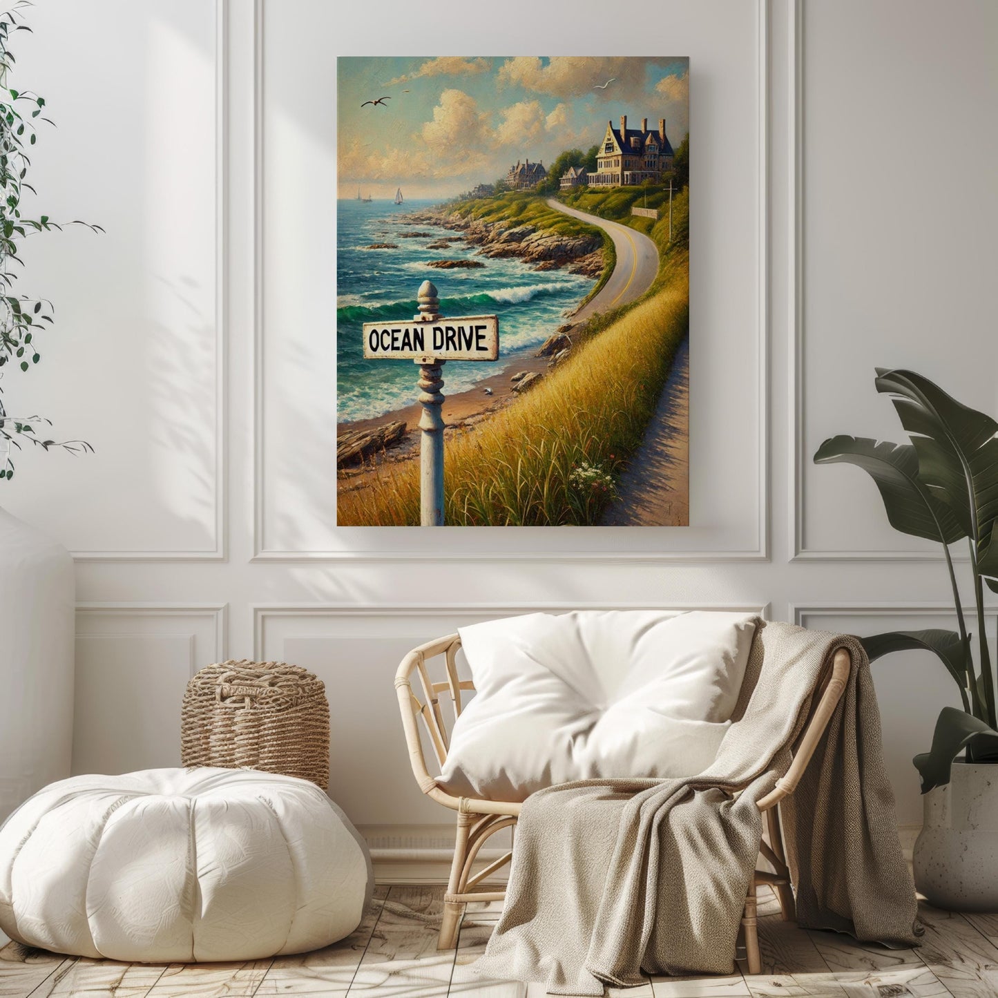 Rhode Island Art Ocean Drive Wall Art Print, American Travel Poster, Ocean Decor, Housewarming Gift, Coastal Wall Decor, USA Gift