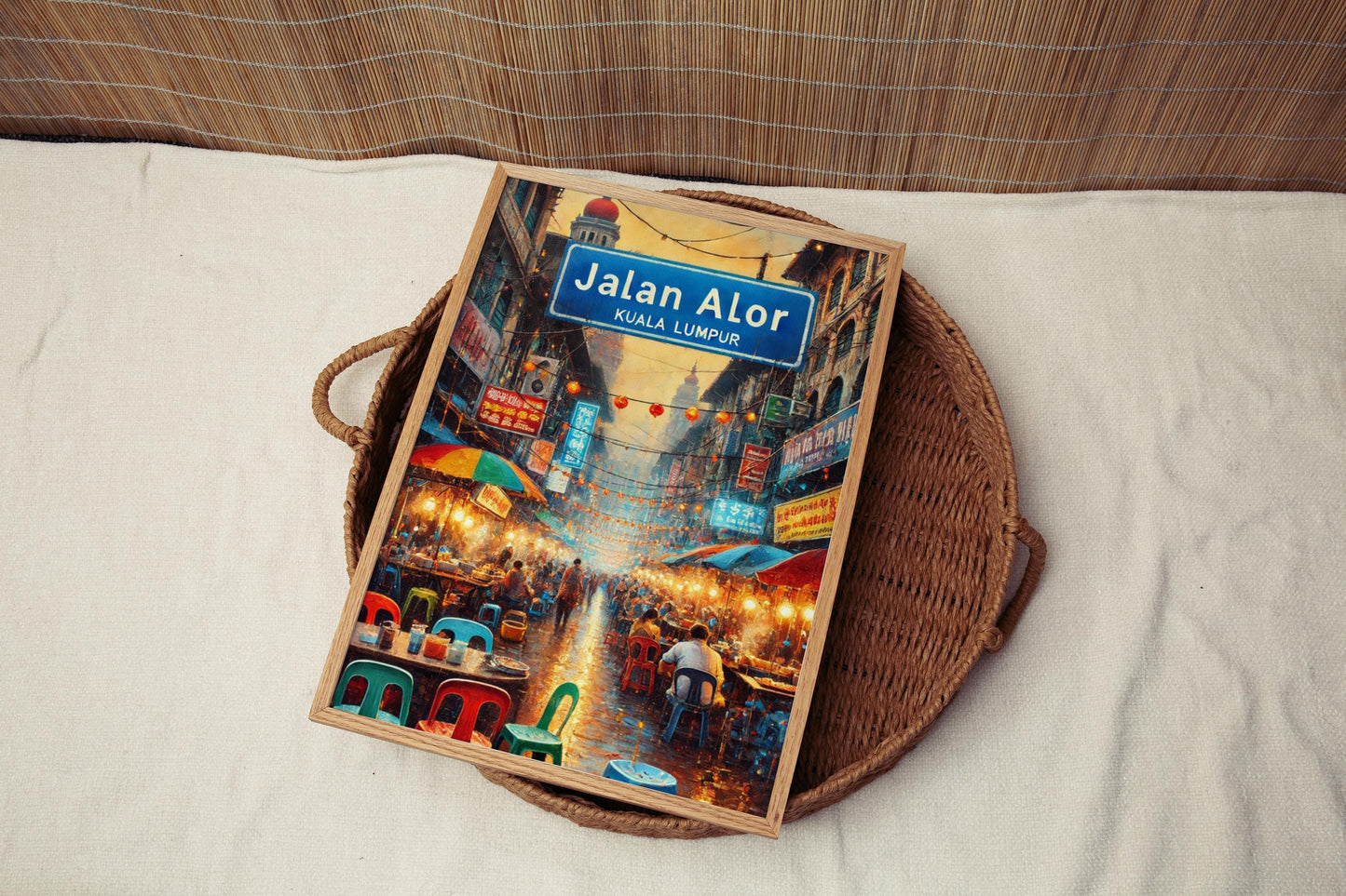 Kuala Lumpur Print, Jalan Alor Wall Art, Malaysian Street Scene, Night Market Decor, Travel Souvenir, Cityscape Poster, Home Decor, Gift