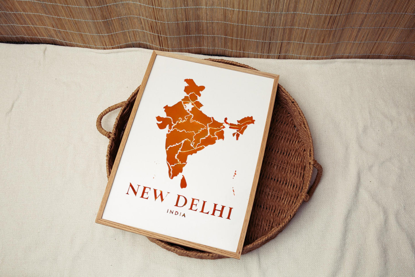 India New Delhi Wall Art Print - Travel Decor, Housewarming Gift, India Map Artwork for Home & Office