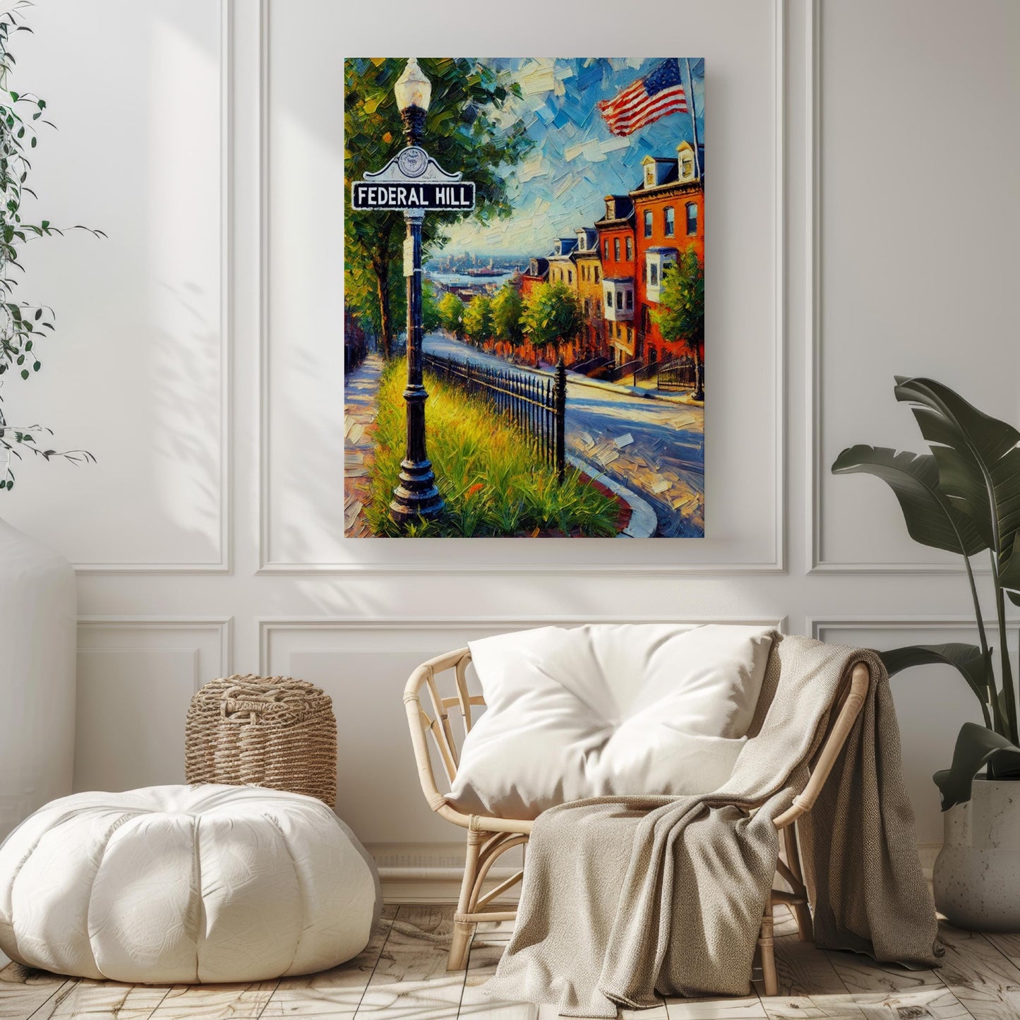 Baltimore Federal Hill Wall Art Print - Maryland Travel Poster, Baltimore Gift & Housewarming Decor