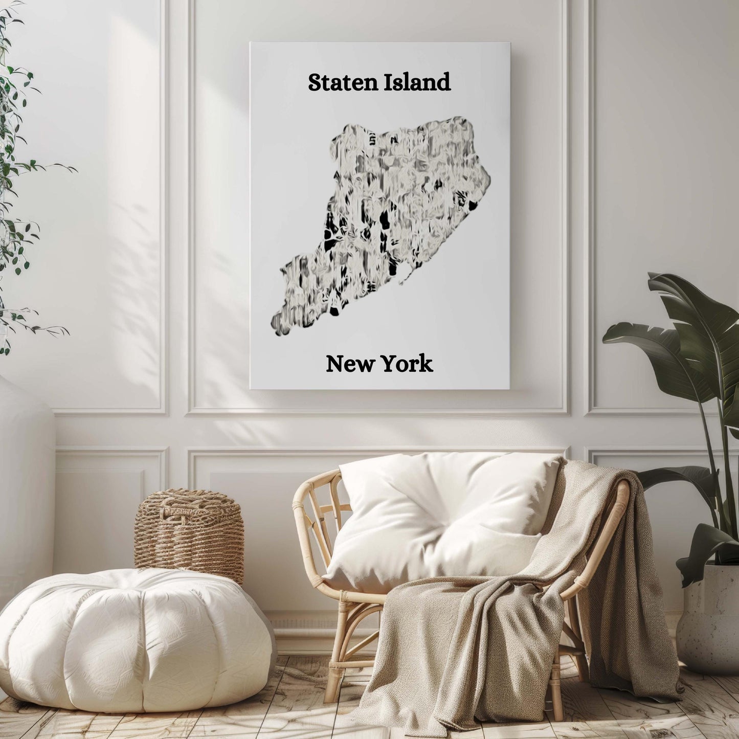 Staten Island Print - New York City Wall Art, Travel Decor, Housewarming & College Gift, Staten Island Map Poster for Home or Office