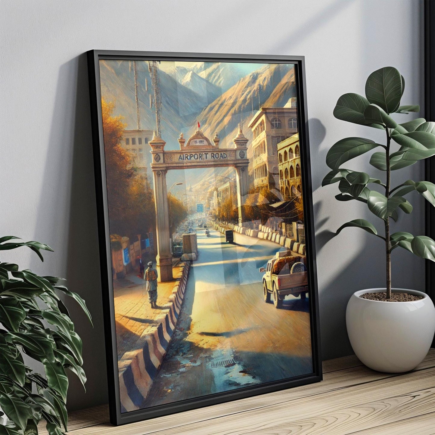Airport Rd Kabul Wall Art Print - Afghanistan Travel Poster, Souvenir Decor, Housewarming Gift, Travel Print,Unique Afghan Cityscape Artwork