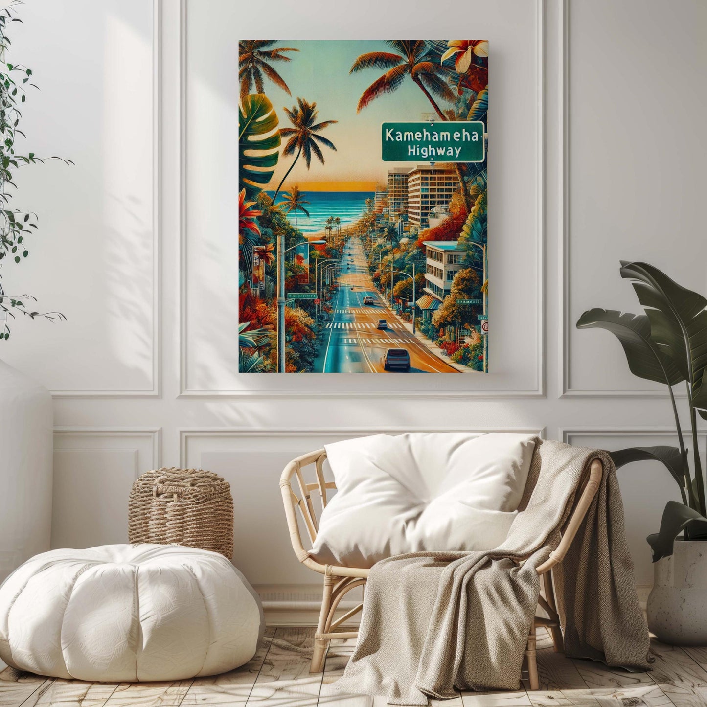 Kamehameha Highway Wall Art - Oahu Travel Print, Hawaii Poster, Honolulu Gift, Coastal Home Decor, Housewarming & Vacation Memory Gift