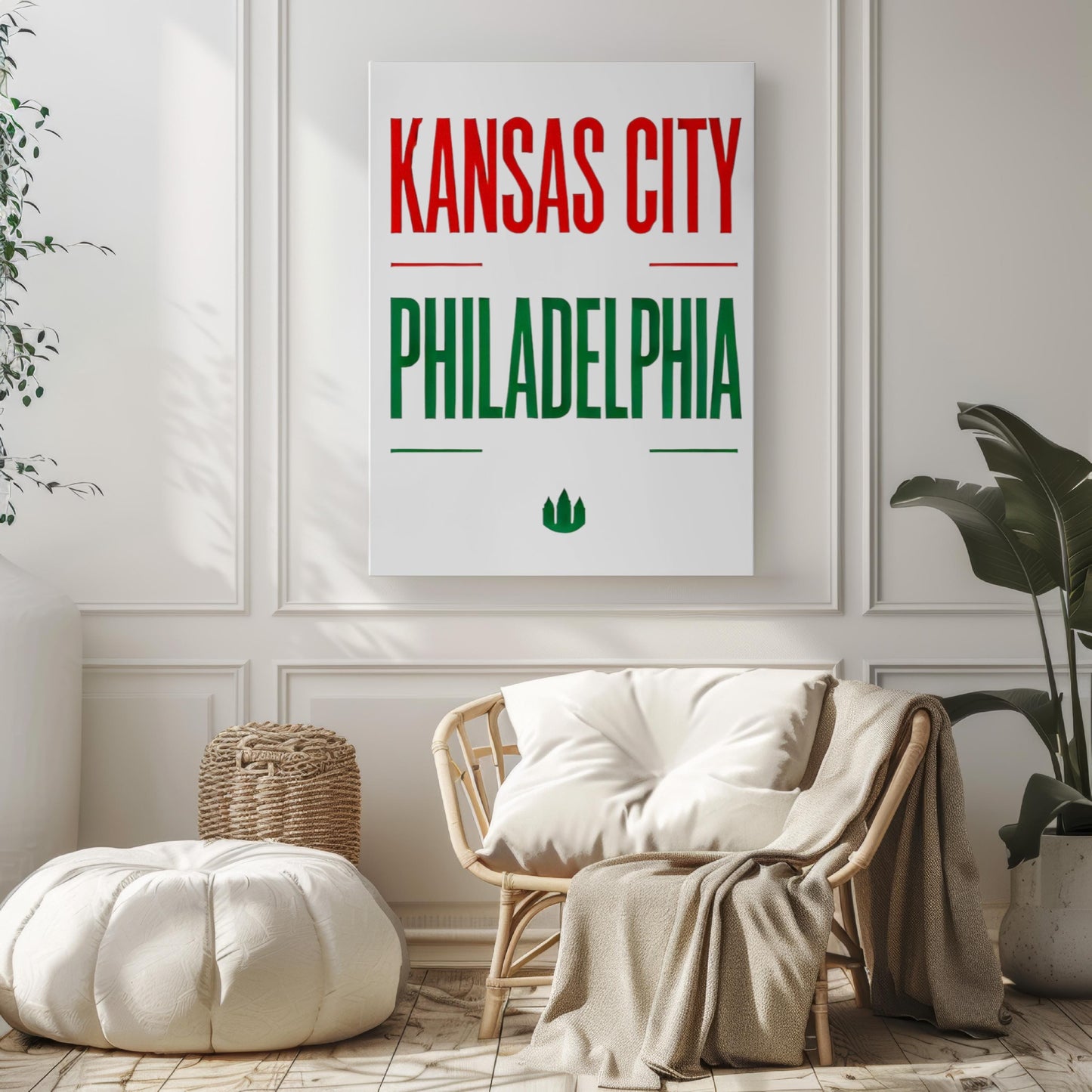 Kansas City VS Philadelphia Wall Art, Rival City College Decor Poster, Housewarming Gift, Kansas City Home Decor Print