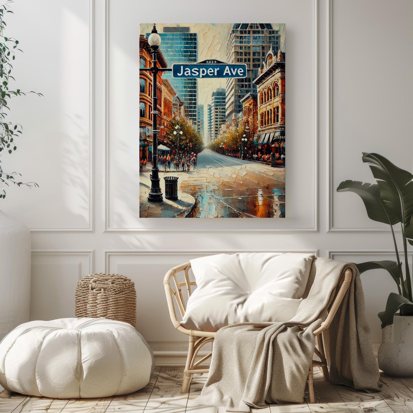 Edmonton Jasper Ave Wall Art Print - Canadian Travel Poster, Edmonton Decor, Housewarming Gift, Modern Cityscape Art, Alberta Gift Idea