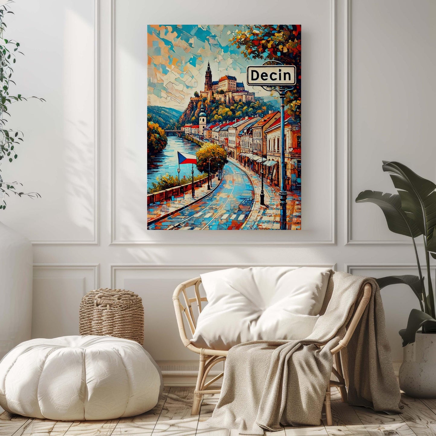 Decín Art Wall Print – Czech Republic Travel Poster, Cityscape Home Decor, Europe Gift & Housewarming Present