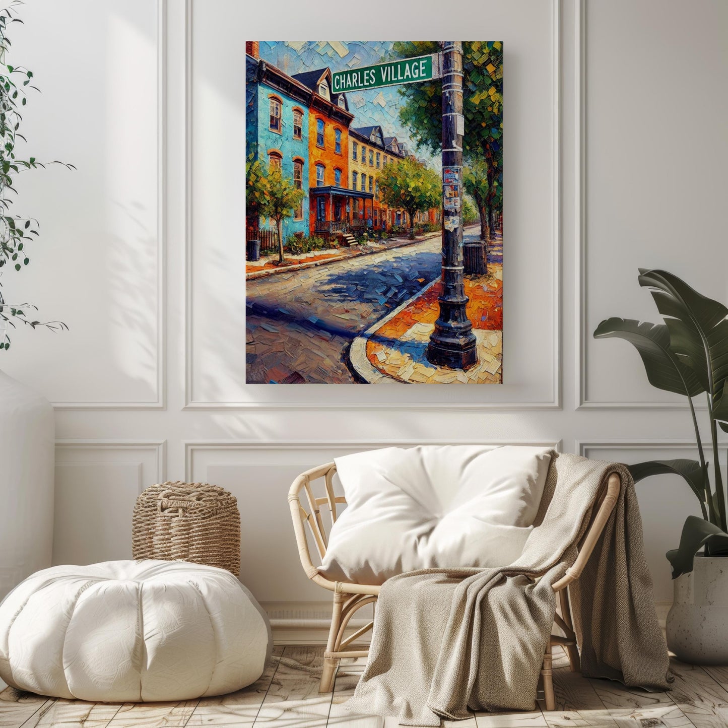 Baltimore Charles Village Wall Art Print – Maryland Travel Poster, Baltimore Gift & Housewarming Decor