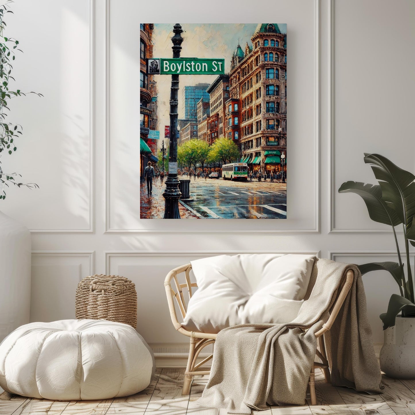 Boylston Street Wall Art Boston Print Massachusetts Cityscape Travel Poster Gift for Marathons Home Office Decor