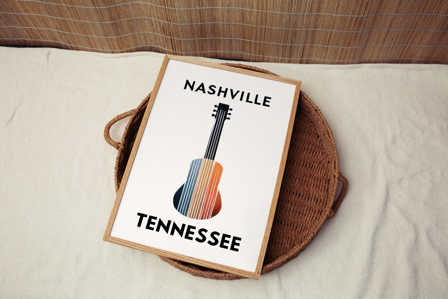 Nashville Print Wall Art - Tennessee Travel Decor, Housewarming & College Gift, TN Home Decoration, Nashville Map Poster