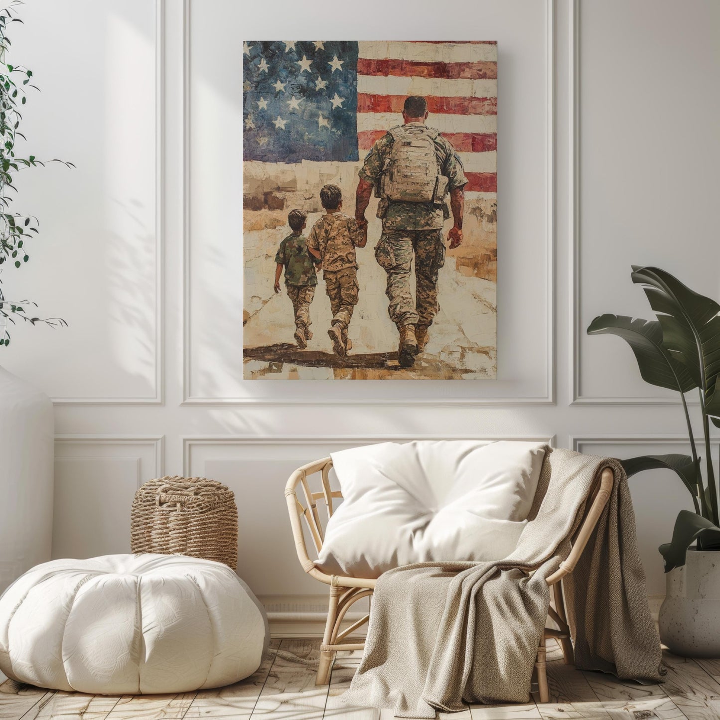 USA Wall Art Abstract American Family Patriotic Poster, United States Independence Home Decor Artwork, Patriotic Wall Decor