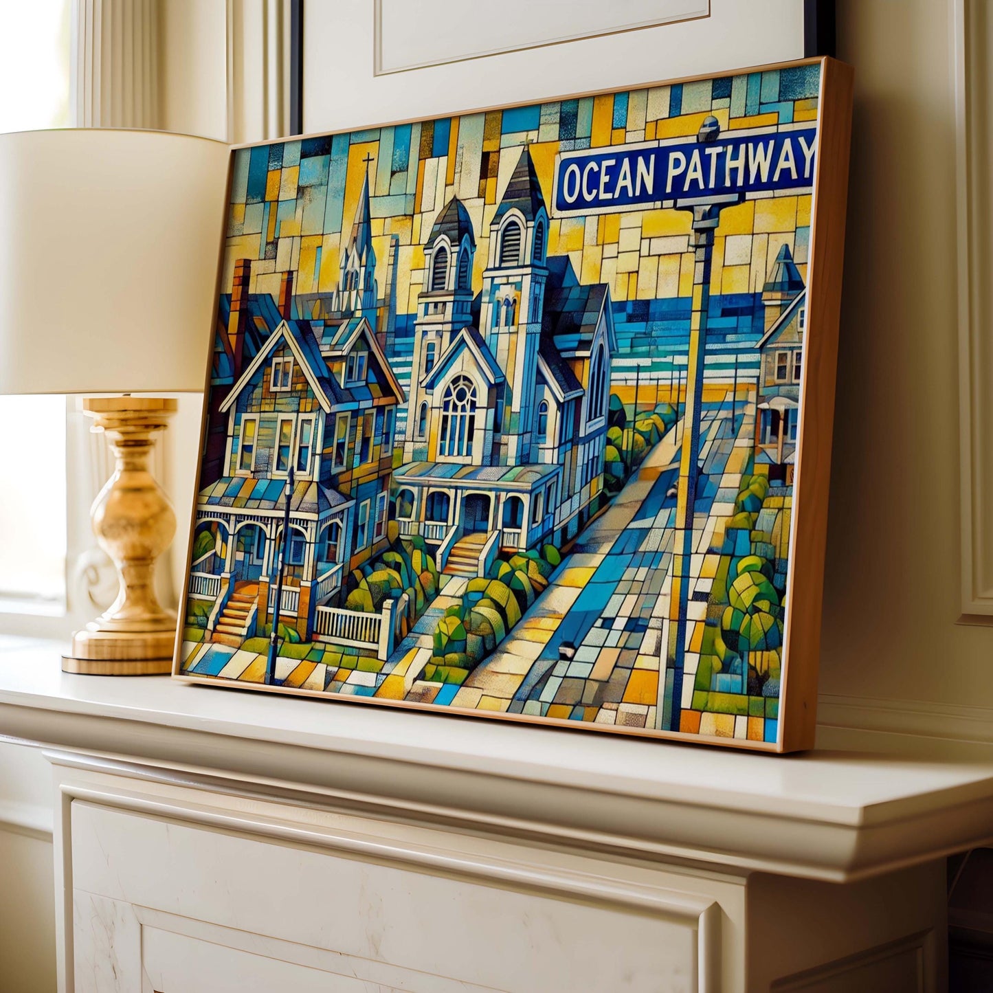 Ocean Pathway Print Coastal Wall Art Ocean Grove Travel Poster Jersey Shore Decor Housewarming Gift