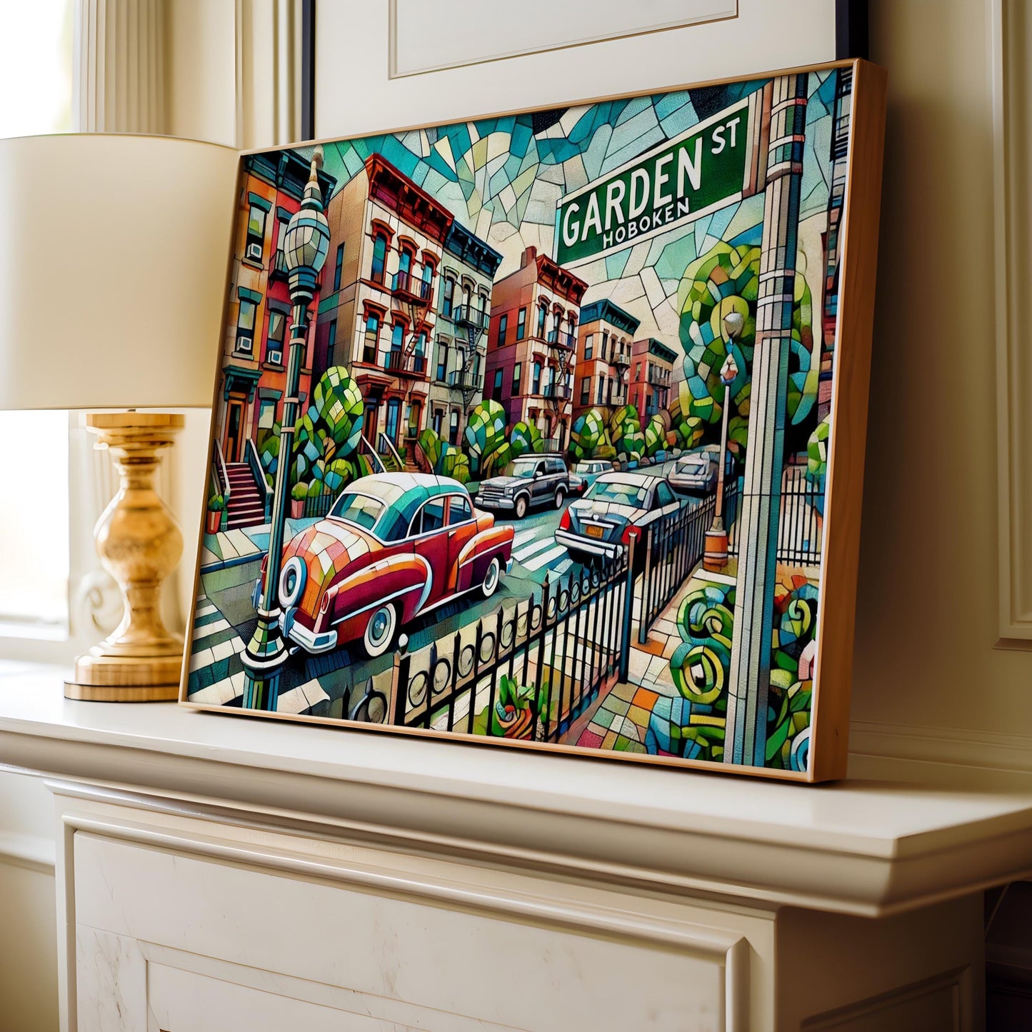 Garden Street Wall Art Hoboken Cubism Print Jersey City Travel Poster Hudson County Gift Housewarming Decor