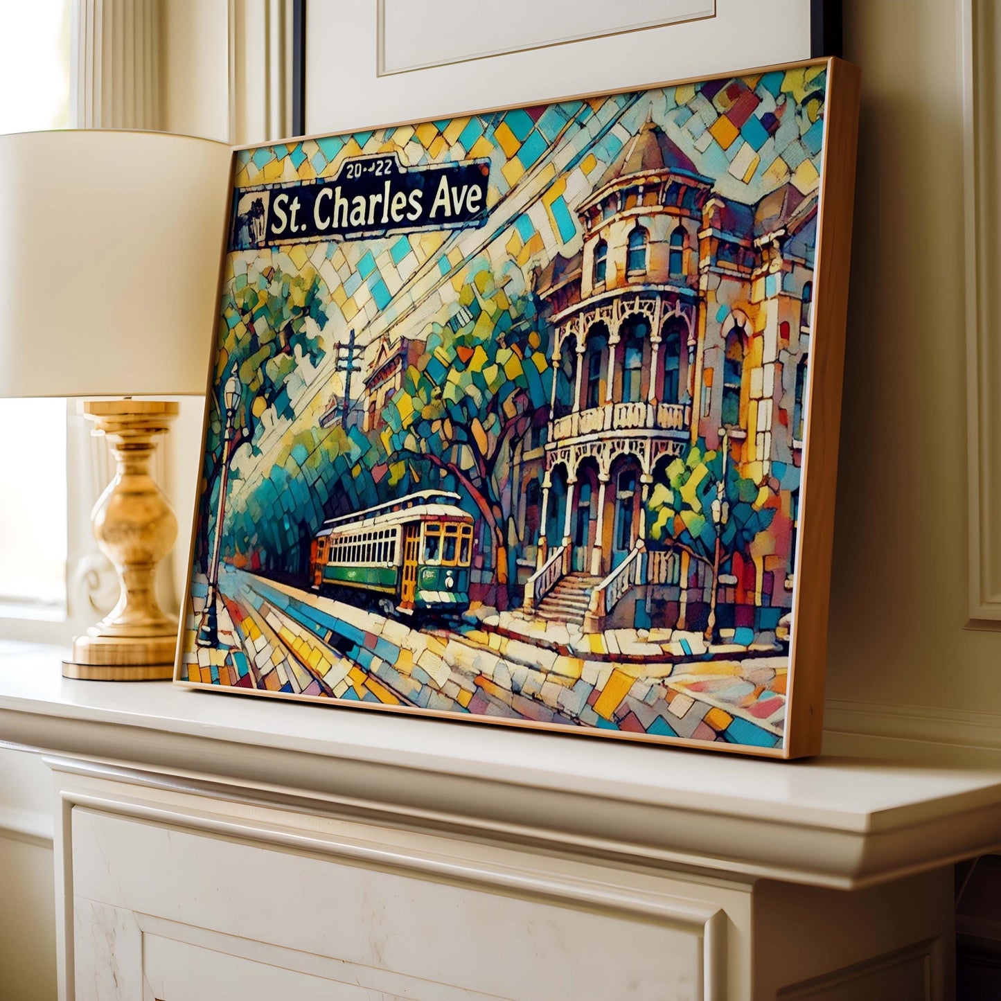 St Charles Ave Art Cubism Print - New Orleans Travel Poster, LA Gift, Housewarming Decor, Modern Abstract Art, Souvenir, Unique Home Accent