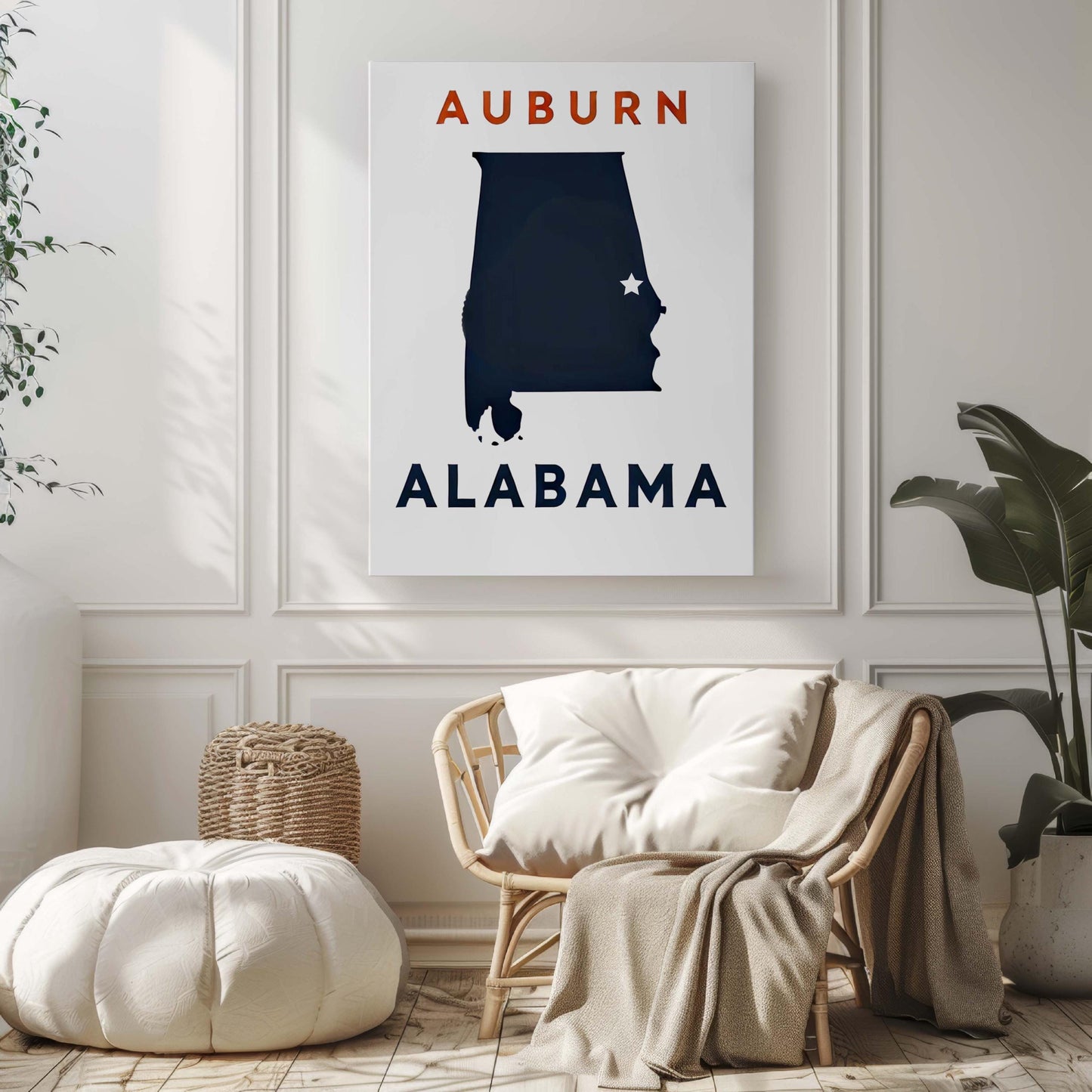 Auburn Print Wall Art - Auburn Alabama Decor, College Poster, Travel Gift, Housewarming & Alabama Home Decoration