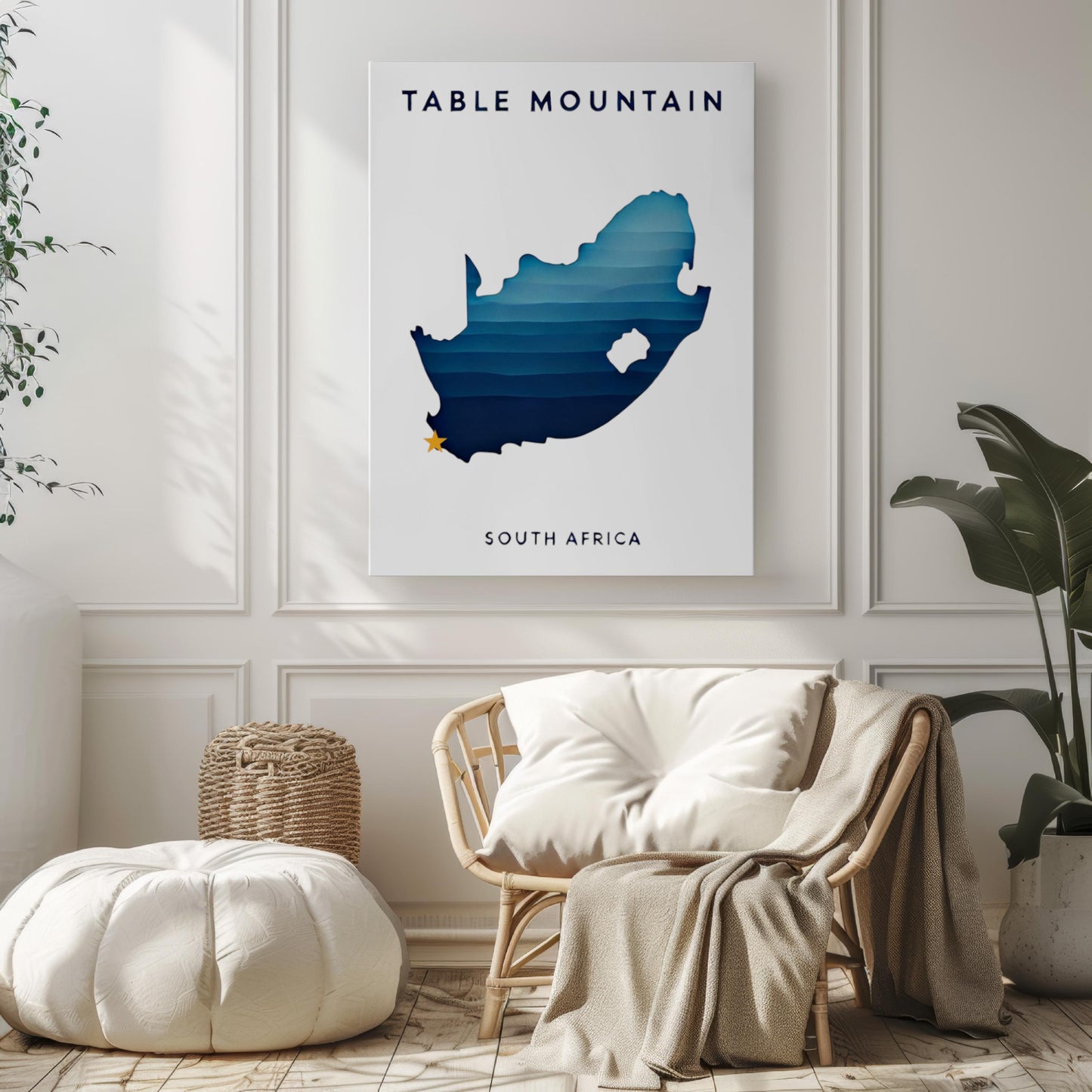South Africa Table Mountain Wall Art Print – Travel Decor, Home & Housewarming Gift, South Africa Landscape Illustration