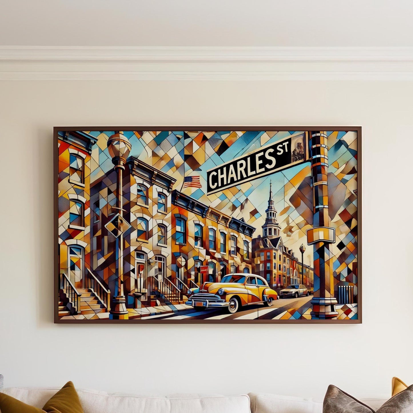 Charles Street Wall Art Cubism Print Baltimore Maryland Art Decor Travel Poster Housewarming Gift Charles St Gift