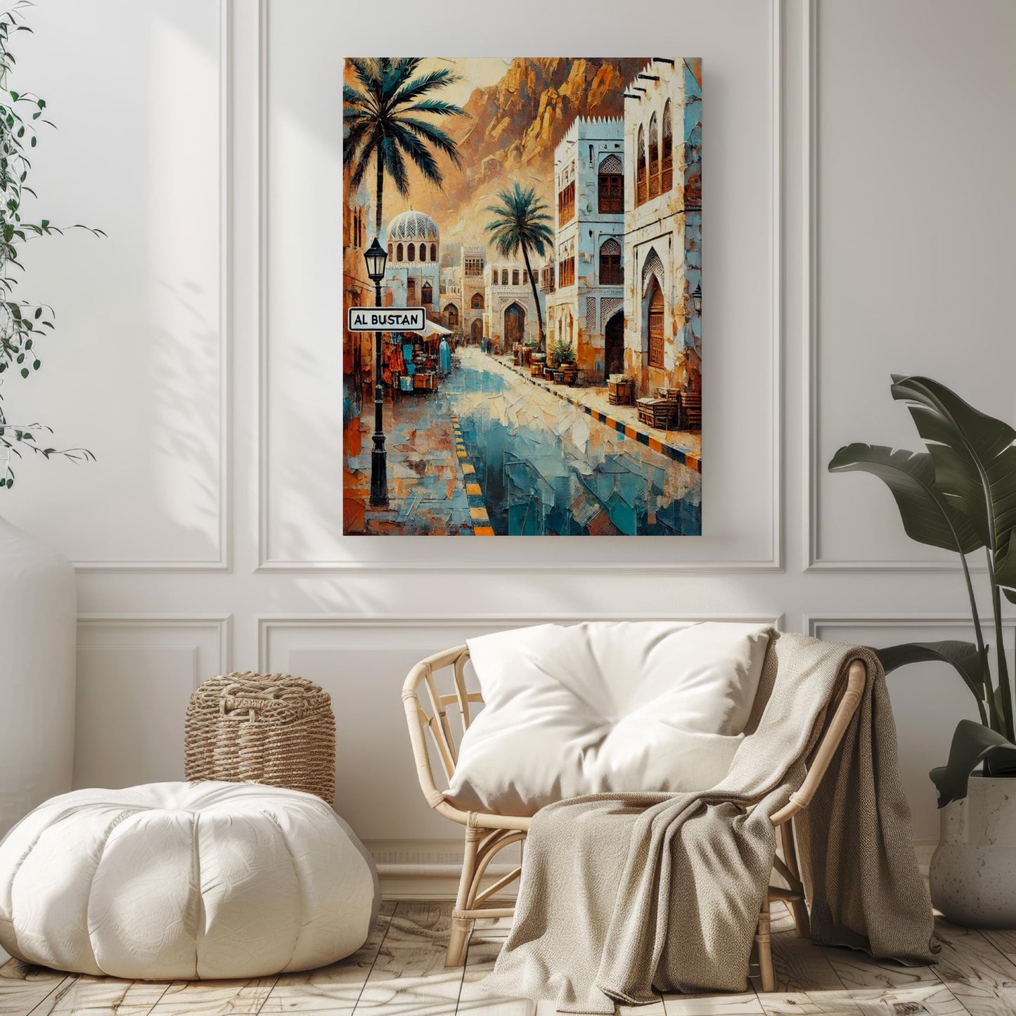 Al Bustan Street Wall Art, Muscat Print, Oman Travel Poster, Coastal Cityscape, Scenic Oman Artwork, Gift for Travelers