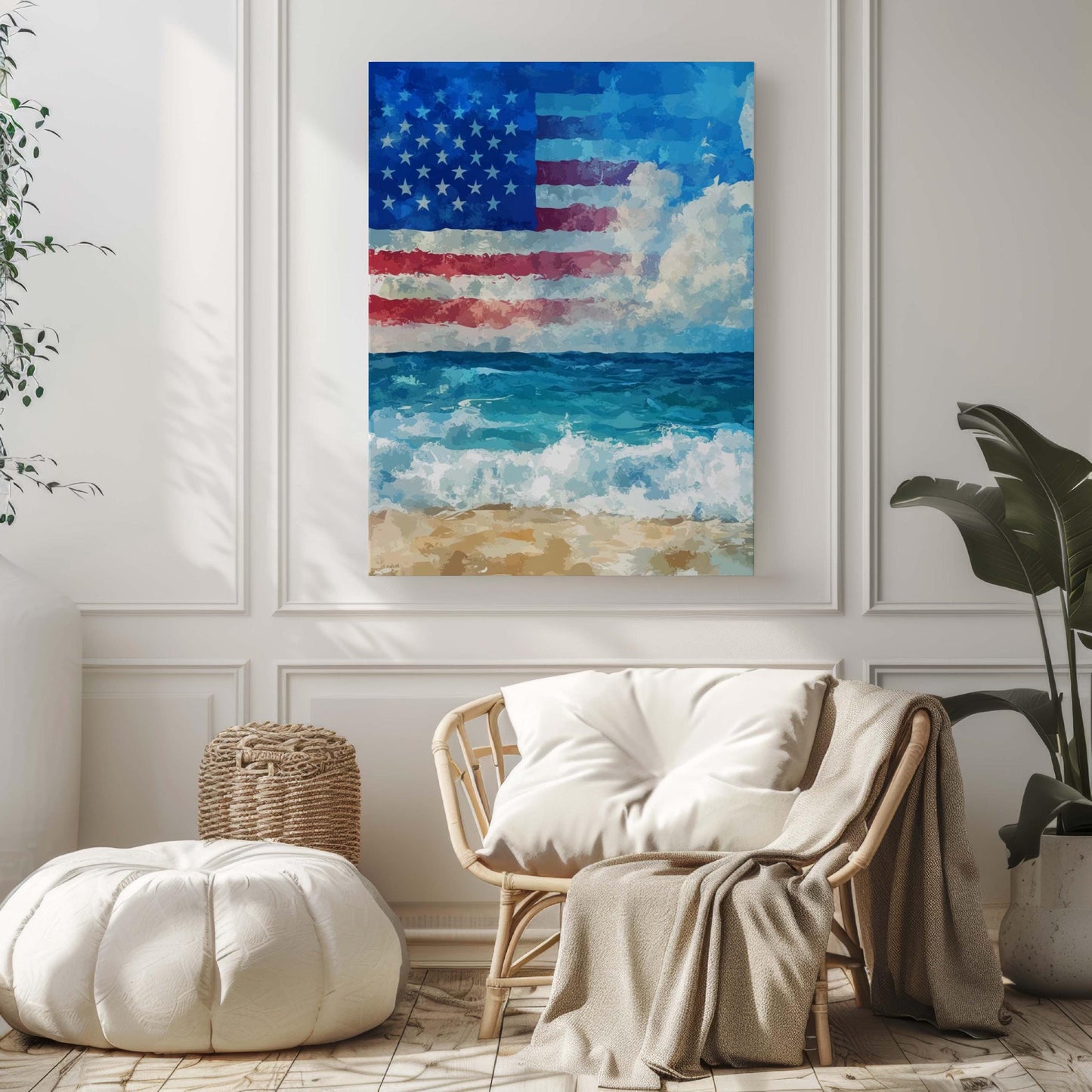 USA Beach Wall Art Patriotic Poster for Home Decor | Summer United States Beach House Art Print