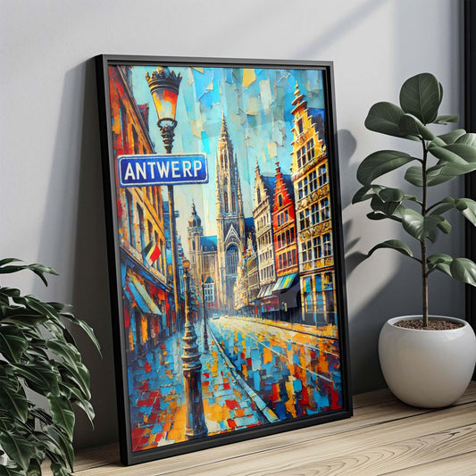 Antwerp Art Print – Belgium City Wall Art, Travel Poster, European Home Decor, Housewarming Gift, Antwerp Travel Map Illustration