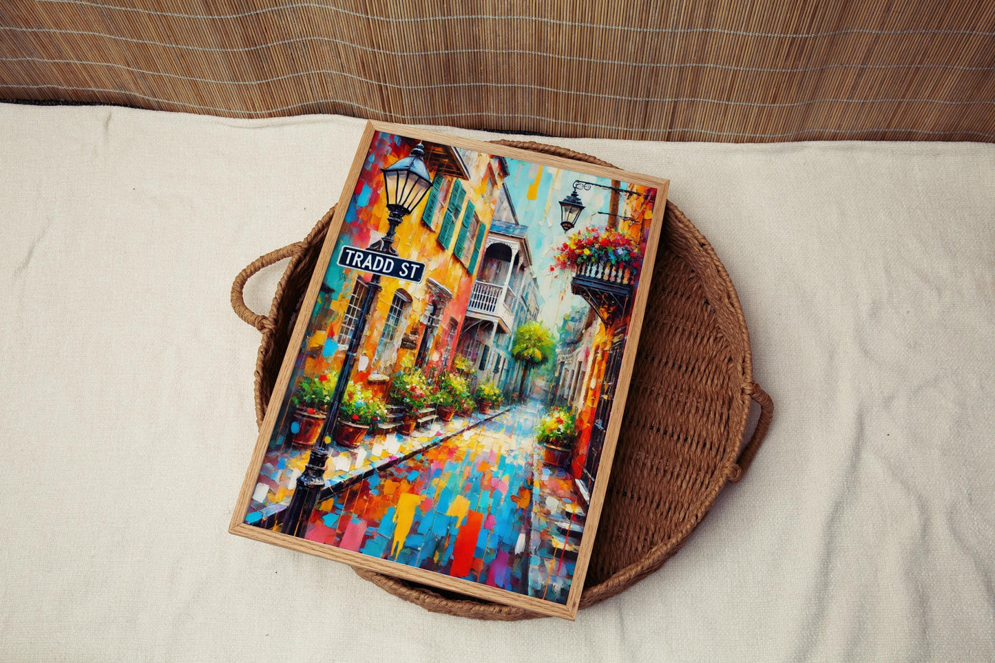 Charleston Tradd St Wall Art Print - South Carolina Travel Poster, Charleston Gift & Housewarming Decor