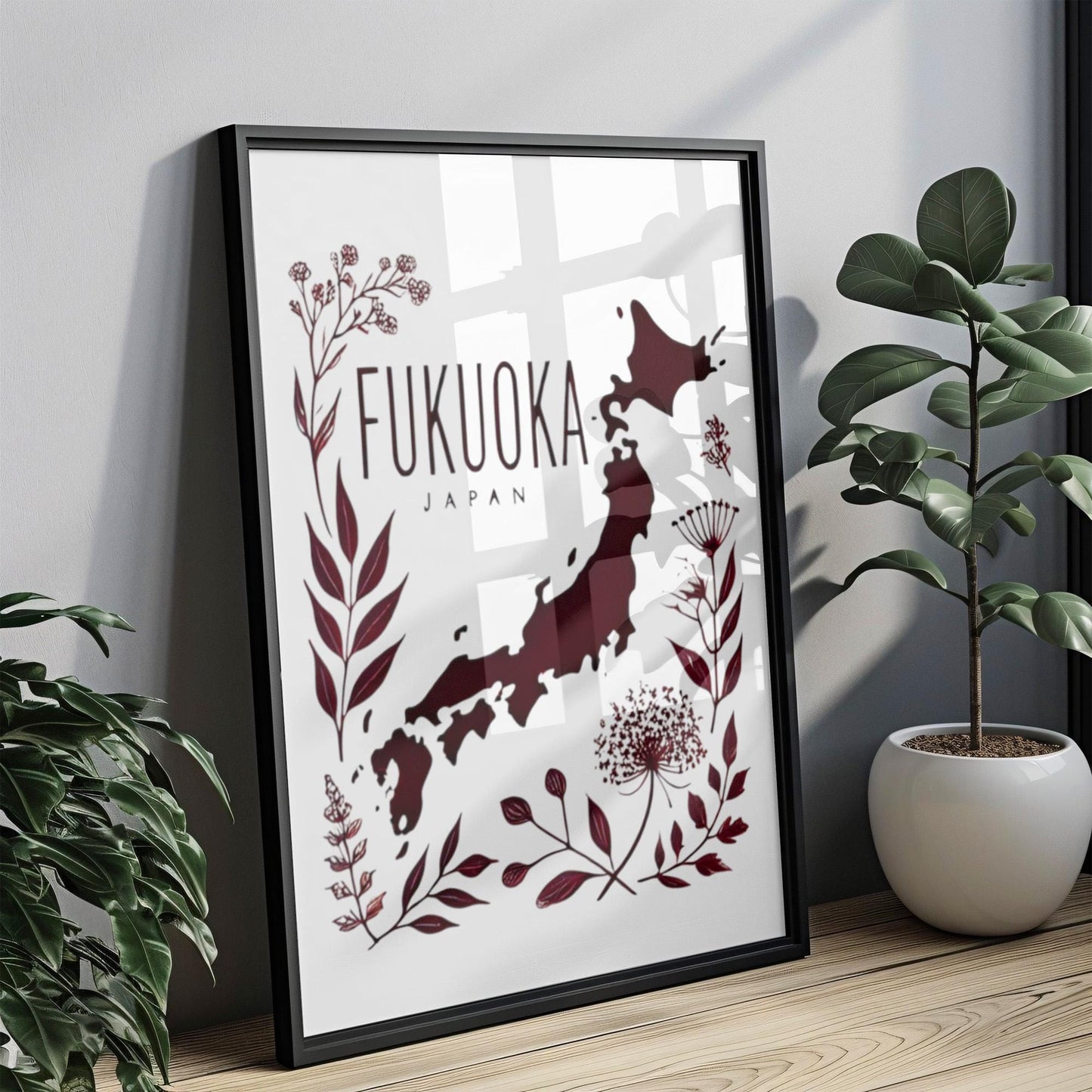 Japan Fukuoku Wall Art Print - Travel Inspired Home Decor, Housewarming Gift, Japanese Style Artwork for Living Room or Office