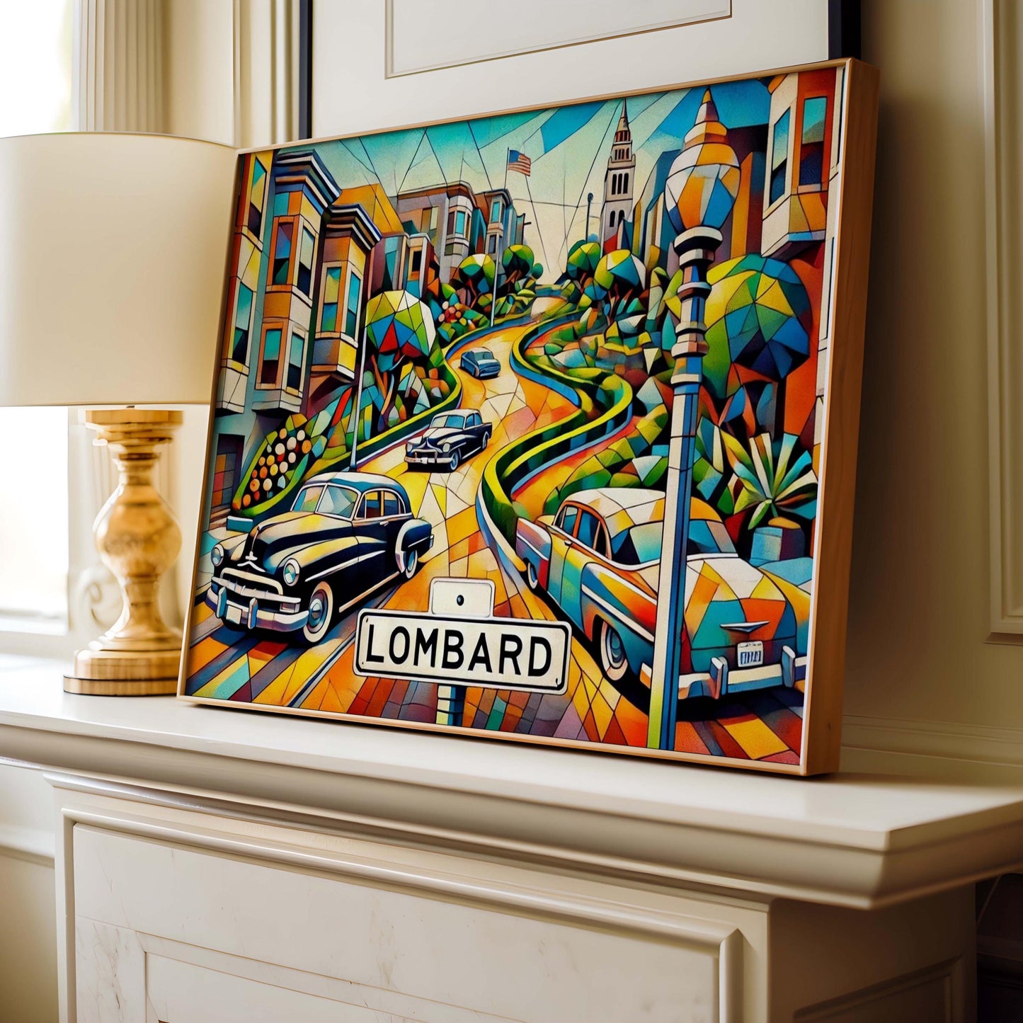 Lombard Street Wall Art - San Francisco Cubism Print, Travel Poster & Housewarming Gift, Unique Cityscape Decor