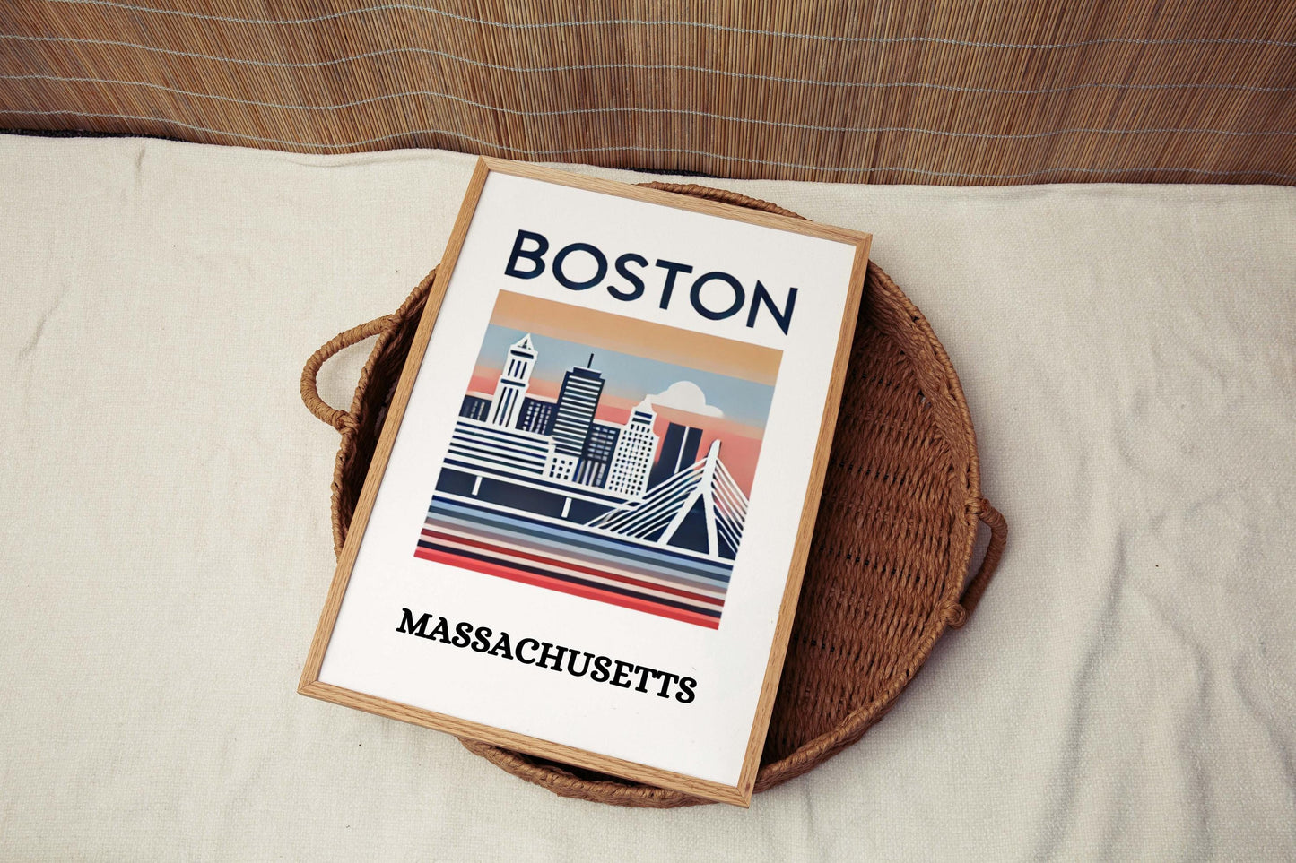 Boston Print Massachusetts Wall Art Travel Decor Housewarming Gift College Dorm MA Poster