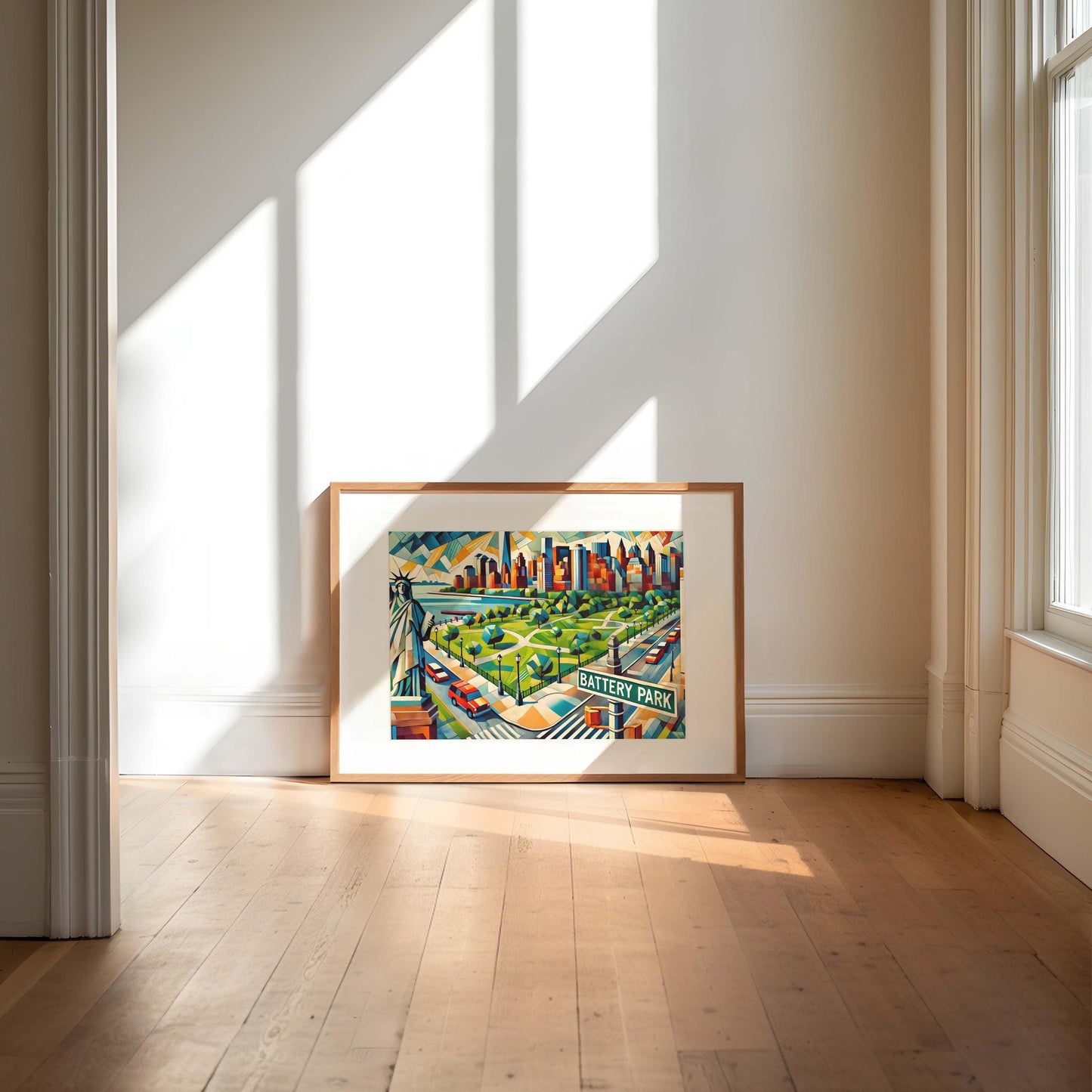Battery Park Wall Art Print - New York Travel Poster, Manhattan NYC Gift, Housewarming Decor, Battery Park New York City Illustration