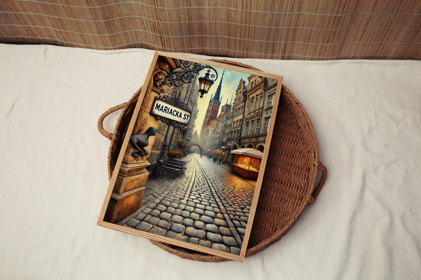Mariacka Street Wall Art Print - Poland Travel Poster, European Cityscape Illustration, Housewarming & Polish Gift Decor