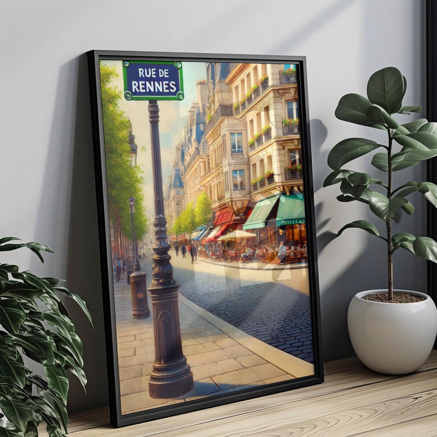 Paris Rue De Rennes Wall Art Print - French Travel Poster, Paris Gift, Housewarming Decor, Souvenir, Elegant Parisian Street Illustration