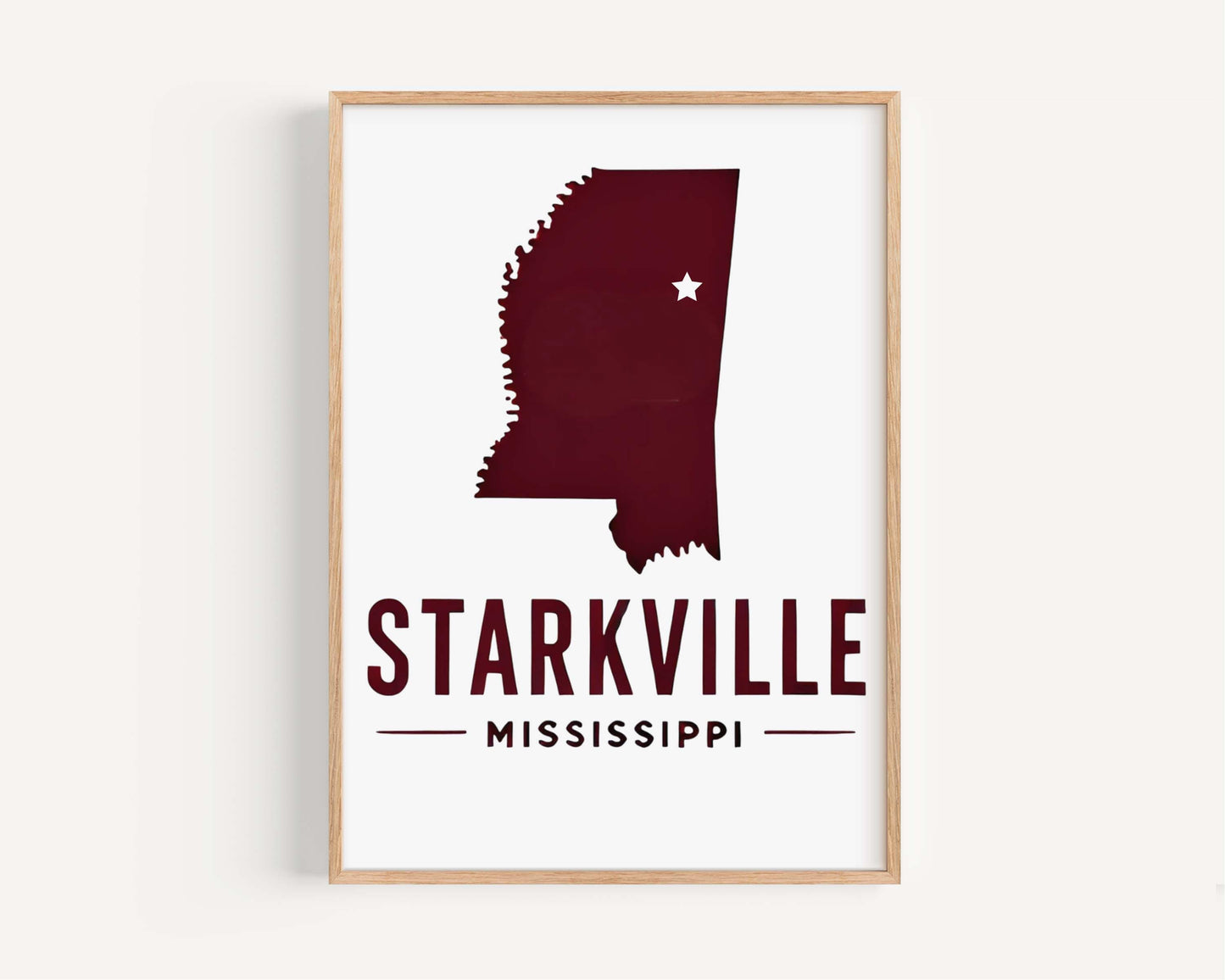 Starkville Print Wall Art - Mississippi Travel Decor, College Town Gift, Housewarming & Home Decoration, Starkville Mississippi Artwork