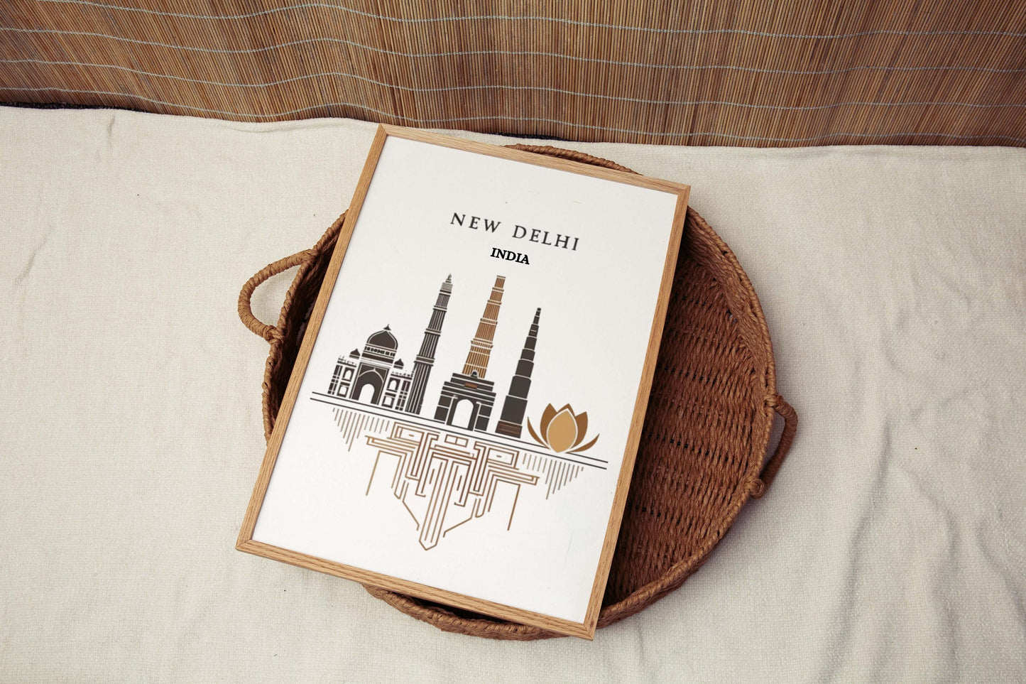 New Delhi Print Wall Art - Indian Travel Poster, Home Decor, Housewarming & College Gift, Unique India Artwork
