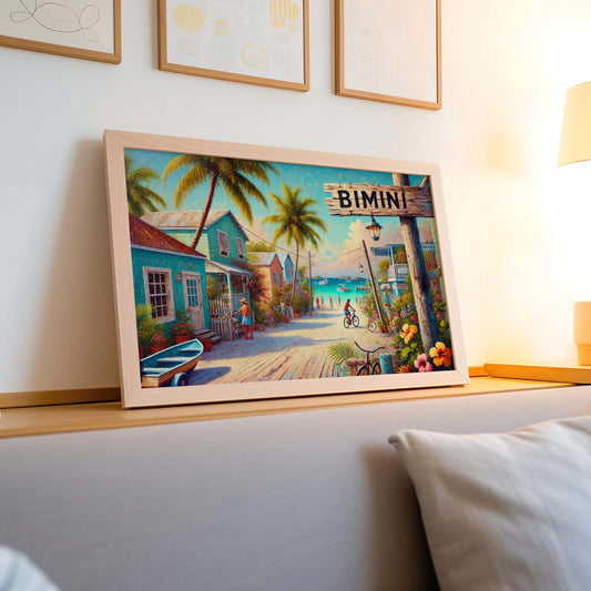 Bimini Island Print: Caribbean Beach Scene, Bahamas Travel Poster