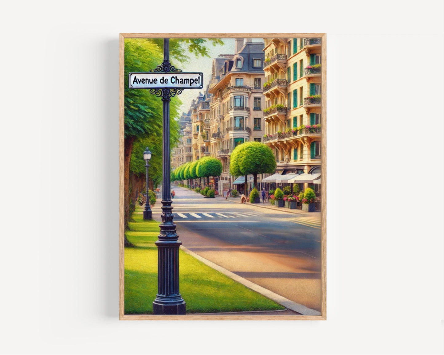Avenue de Champel Wall Art Print - Geneva Travel Poster, Switzerland Gift, Housewarming Decor, Elegant Cityscape Illustration