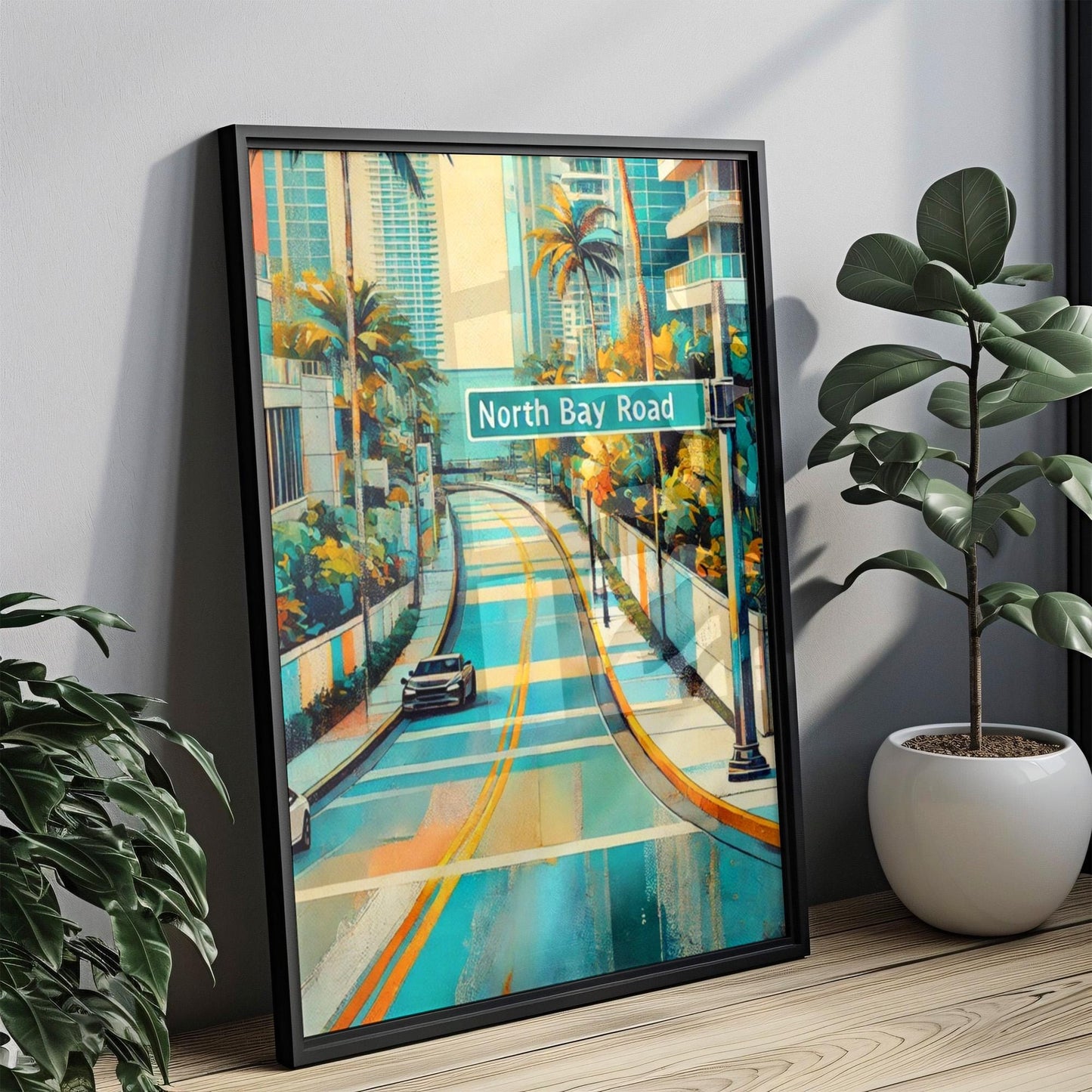 Wall Art North Bay Rd Miami Beach Print, Florida Travel Poster, Housewarming Gift, Coastal Wall Decor, Tropical Beach Artwork