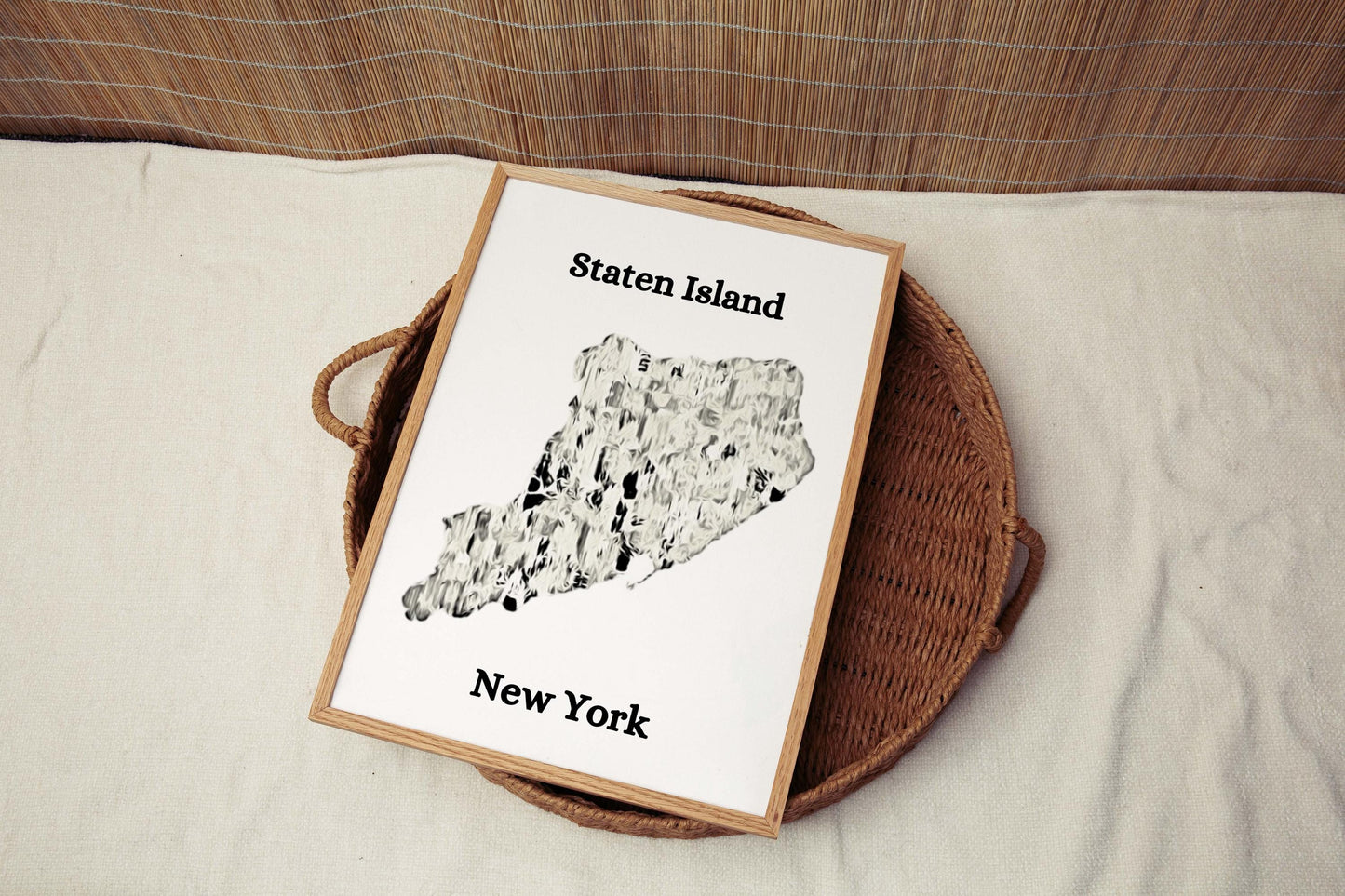 Staten Island Print - New York City Wall Art, Travel Decor, Housewarming & College Gift, Staten Island Map Poster for Home or Office