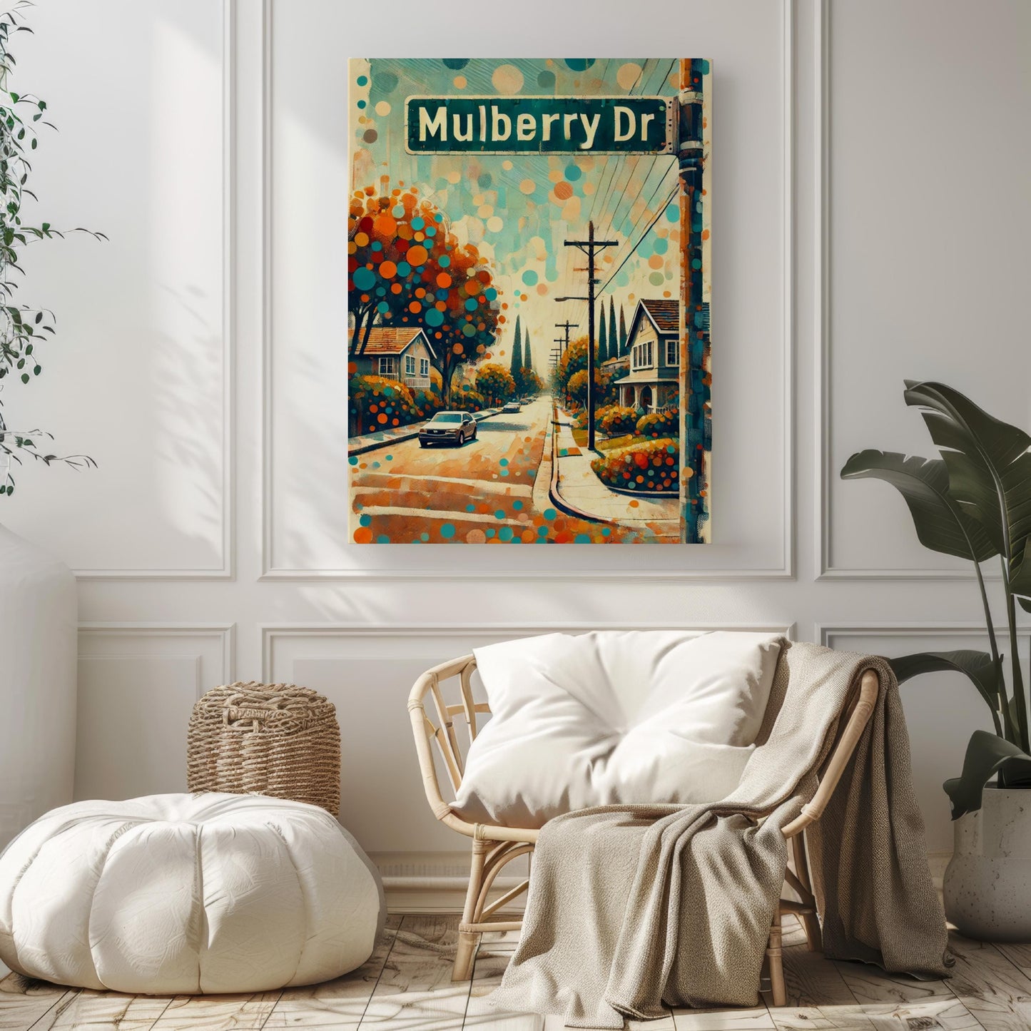 Los Angeles Mulberry Dr Wall Art Print – California Travel Poster, LA Gift, Housewarming Decor, Mulberry Drive Map Art