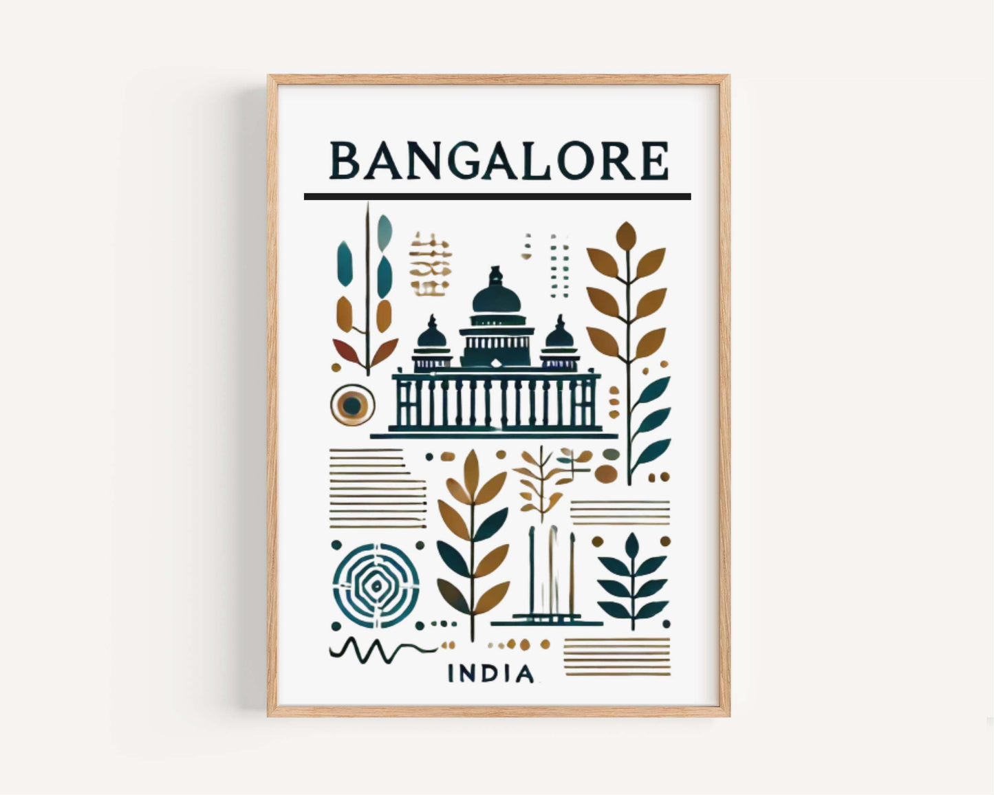 Bangalore Print: Modern India Wall Art Travel Decor, Home, and College Gift, Living Room & Housewarming Poster