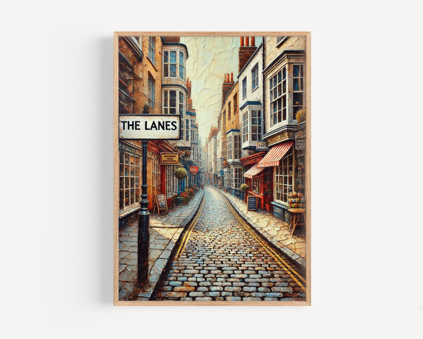 Wall Art The Lanes Brighton Print - England Travel Poster & Housewarming Gift, UK Wall Decor