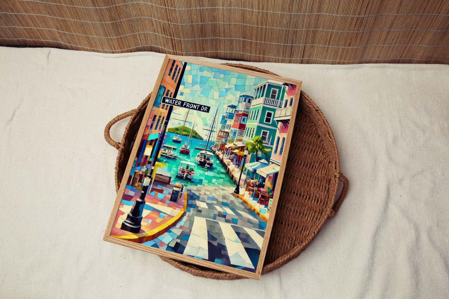 Road Town Waterfront Dr Wall Art Print β Caribbean Travel Poster, Road Town Gift, Housewarming Decor, Coastal Wall Art