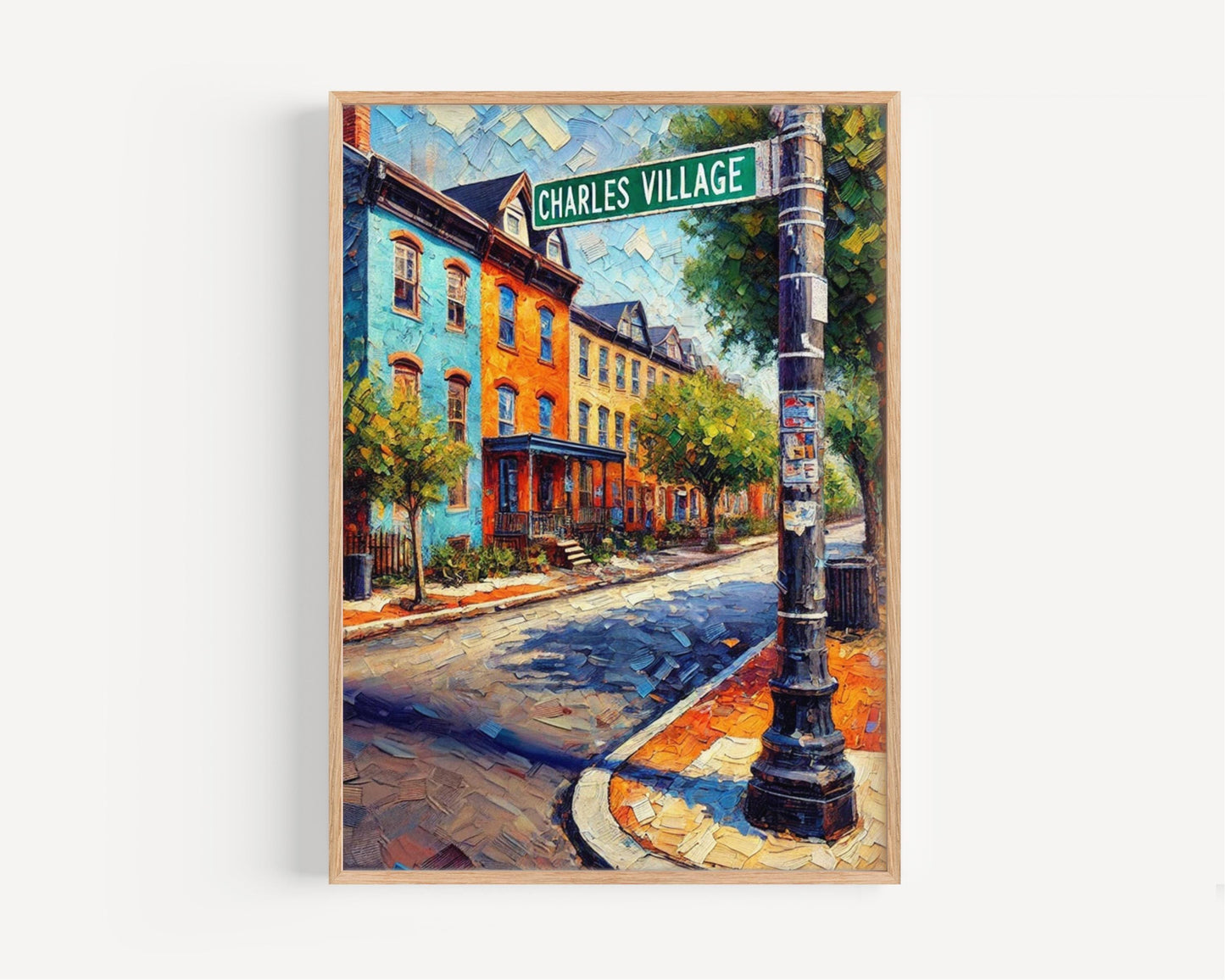Baltimore Charles Village Wall Art Print – Maryland Travel Poster, Baltimore Gift & Housewarming Decor
