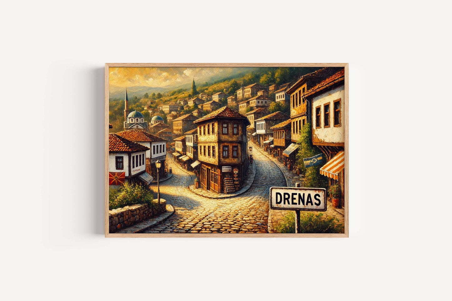 Drenas Art Print - Kosovo City Wall Art, Travel Poster, European Home Decor, Housewarming Gift, Drenas Travel Map Illustration