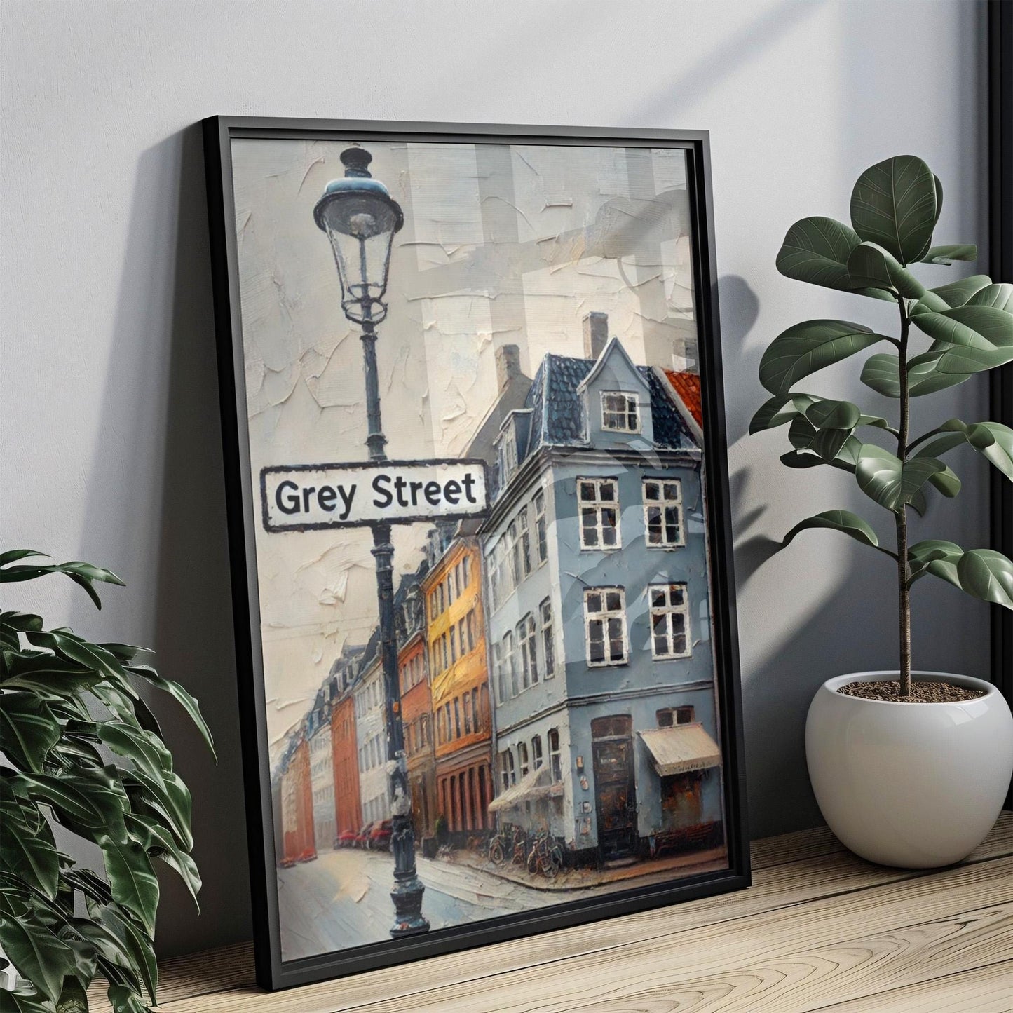 Newcastle Grey Street Wall Art Print - Travel Poster, Newcastle Gift, UK Housewarming Decor, Monochrome Cityscape Illustration