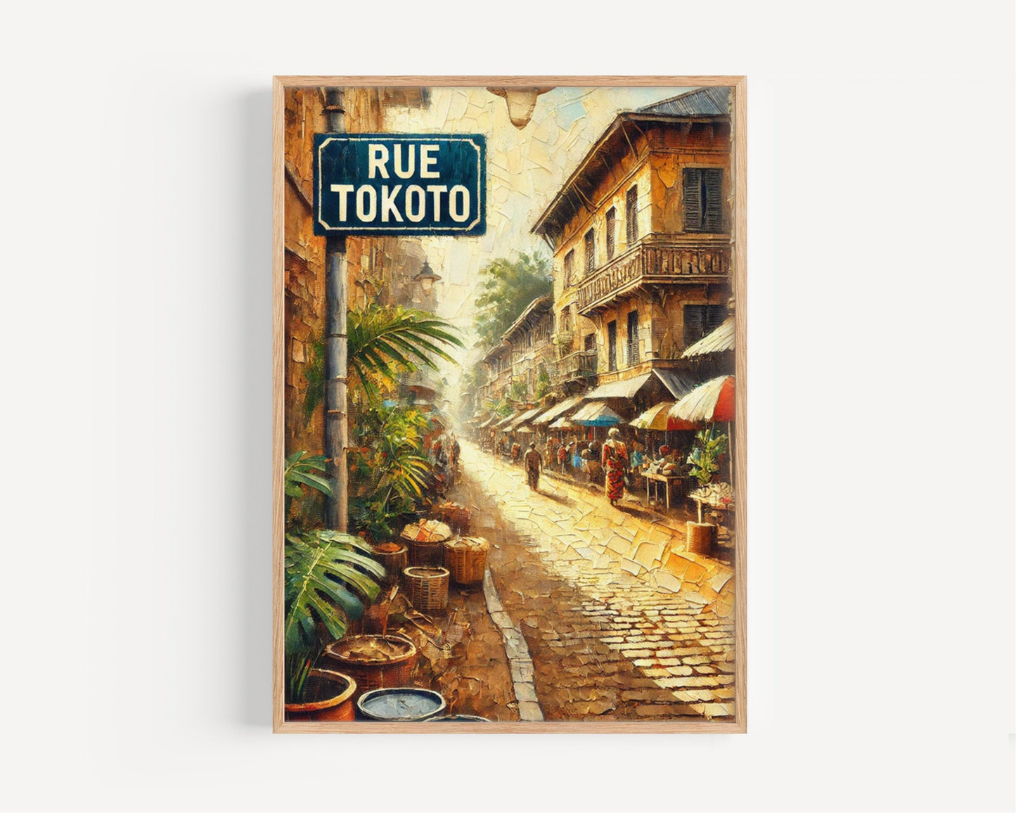 Rue Tokoto Wall Art, Douala Street Scene Print, Cameroon Artwork, Travel Poster, Cityscape Decor, Housewarming Gift