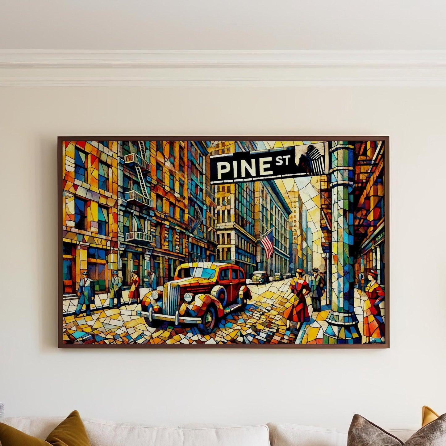 Seattle Art Pine St Wall Art Cubism Print Washington Gift Travel Poster Housewarming Souvenir Decor WA Wall Decor