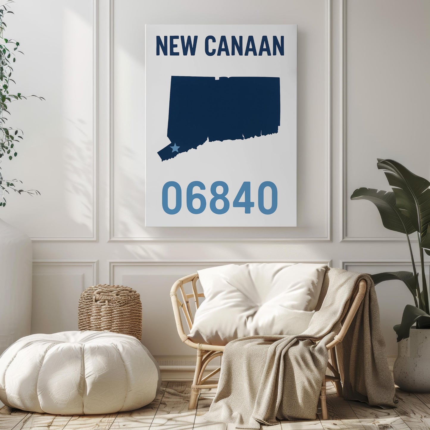 New Canaan Wall Art, Connecticut Print, Town/Burrow Poster, City Gift, Travel Souvenir, Connecticut Decor, Personalized Keepsake, *Custom