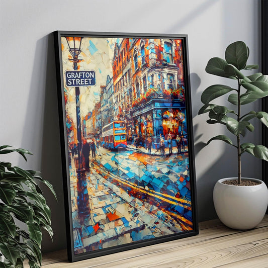 Grafton Street Wall Art Print – Dublin Travel Poster, Ireland Gift, Housewarming Decor, Irish Cityscape Illustration, Travel Print Gift