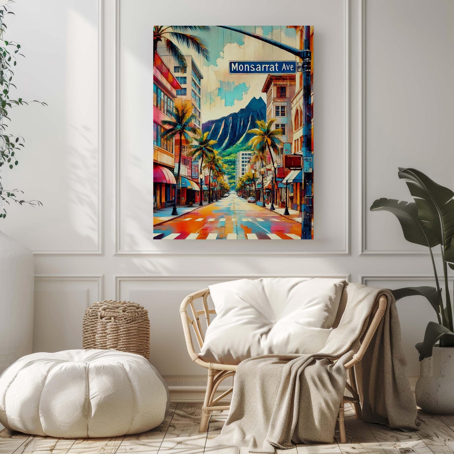 Monsarrat Ave print - Oahu Wall Art, Honolulu Travel Poster, Hawaii Housewarming Gift, Tropical Beach Decor, Travel Print