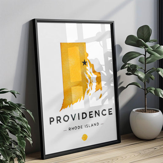 Rhode Island Providence Wall Art Print – Travel Decor, College Gift & Housewarming Rhode Island Map Art for Home